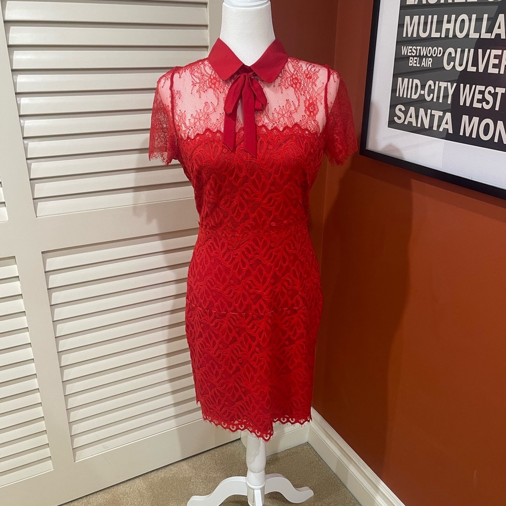 Sandro Red Lace Mini Dress